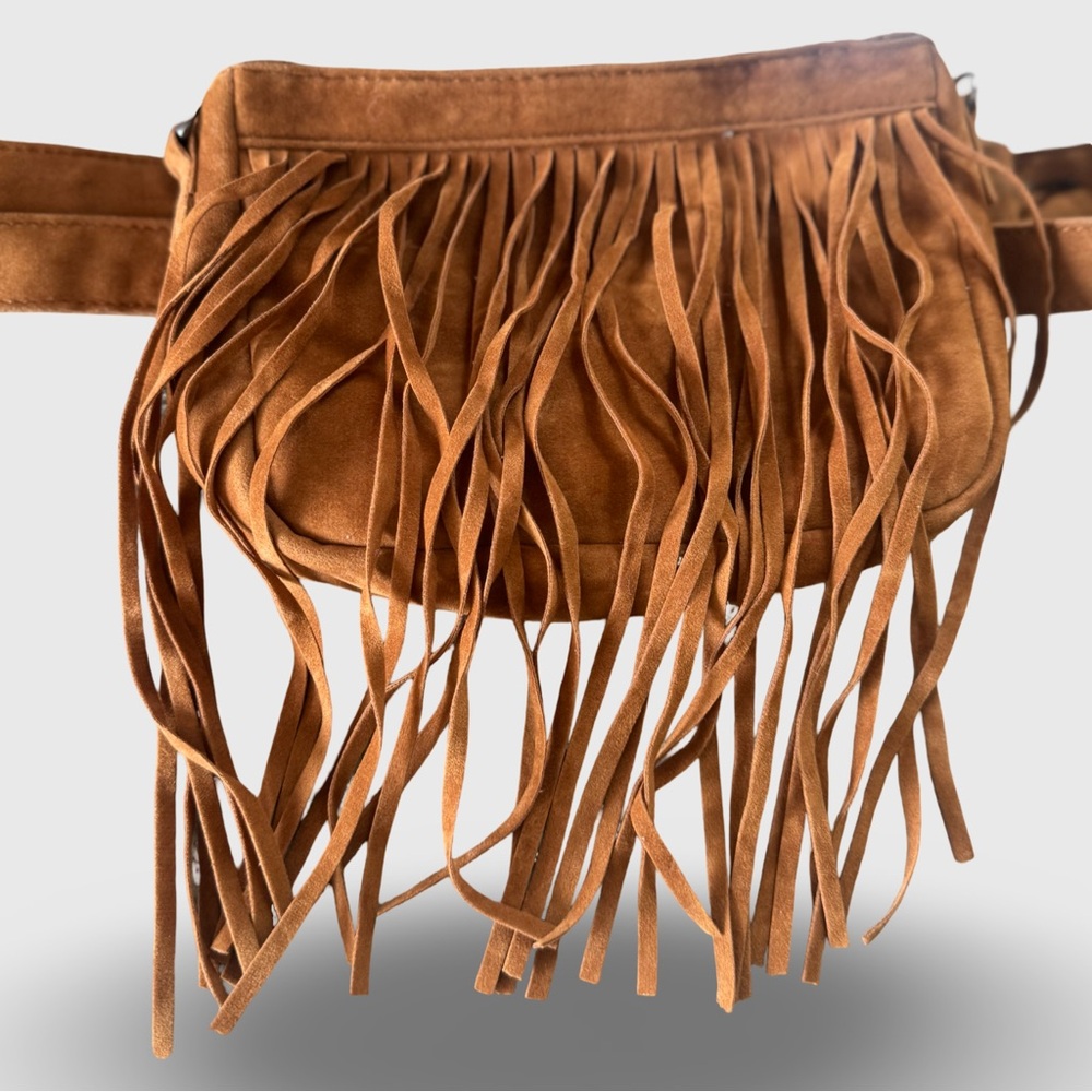 Fringe Tan Suede Crossbody Bag